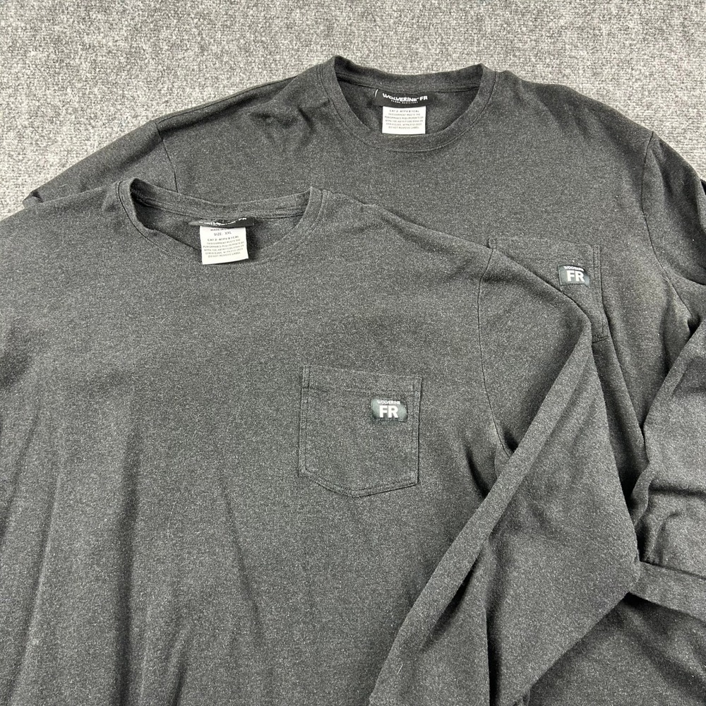 Wolverine FR Shirt Mens XXL Lot of 2 Gray Flame Resistant Long Sleeve Pocket